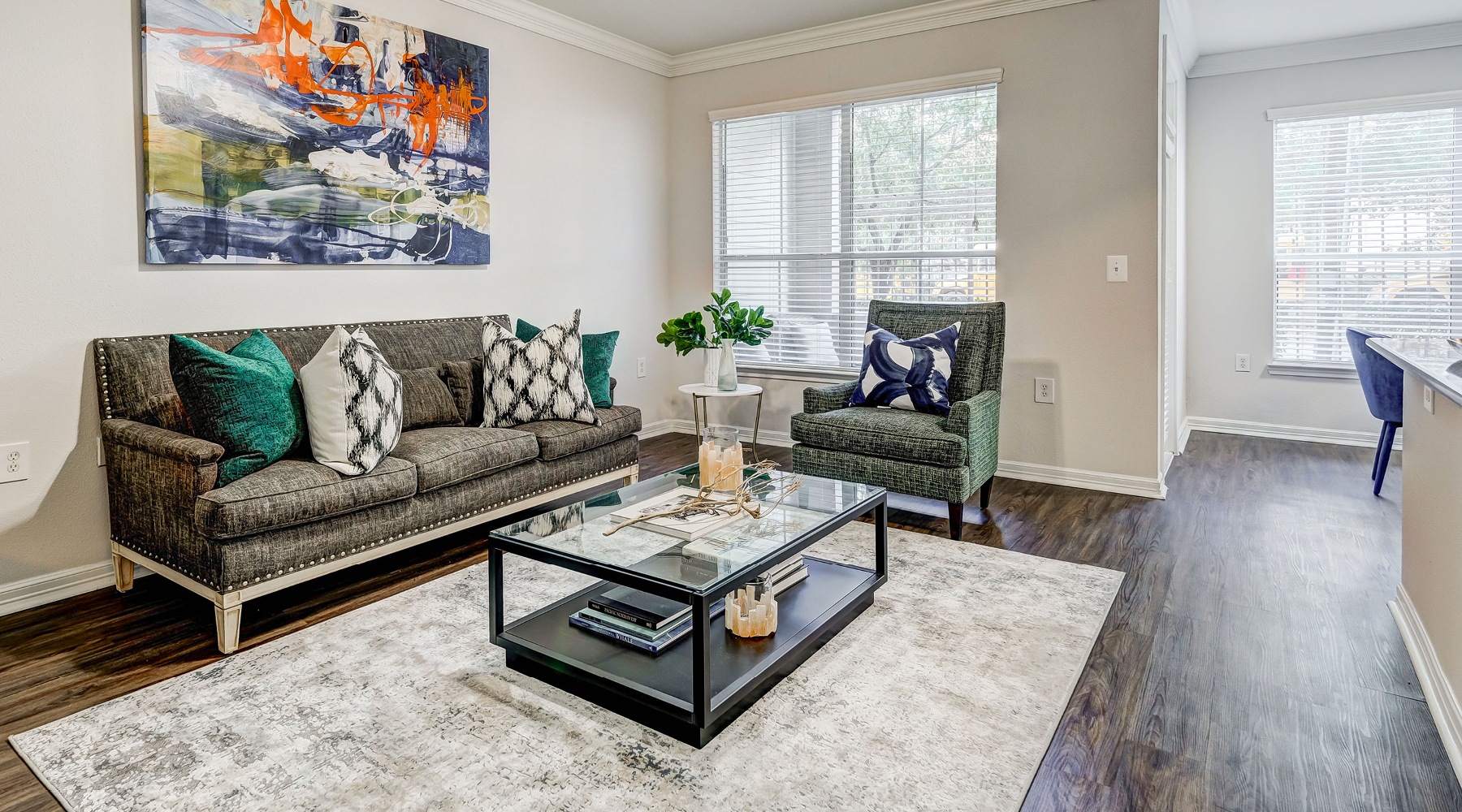 Open space living area with natural lighting